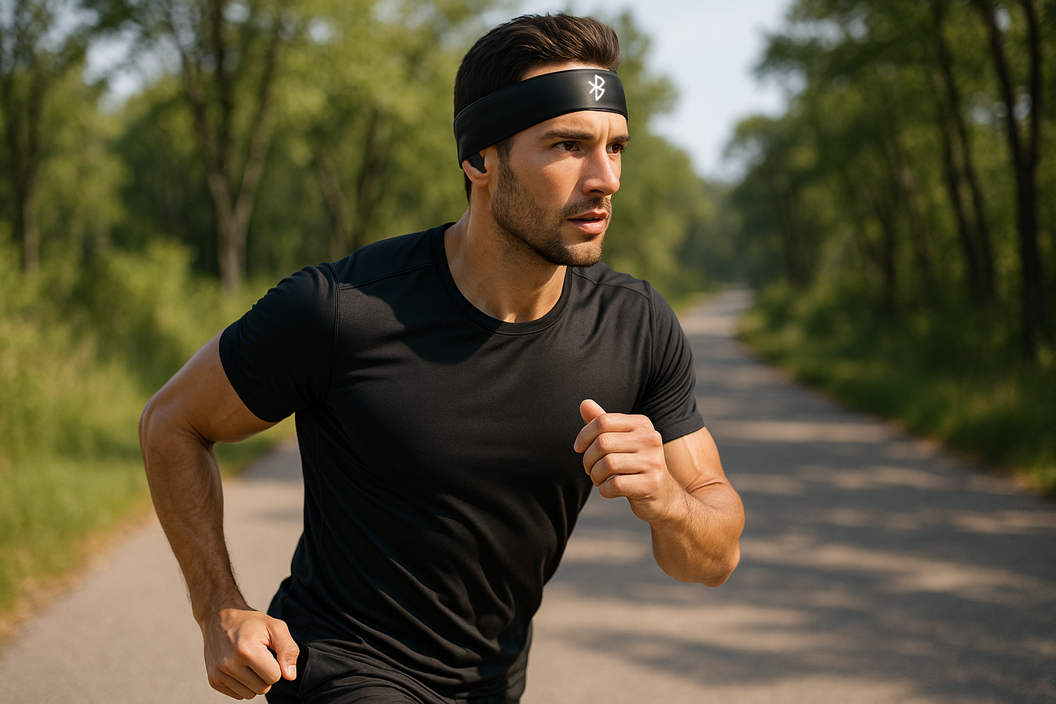 personne entrain de faire du sport avec le bandeau bluetooth 